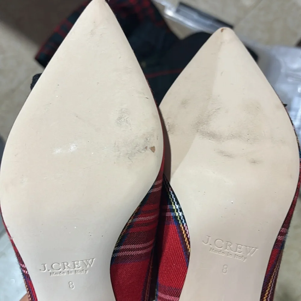 J.Crew Lucie Pump Tartan Star Sequins Red Plaid Sz 8 NWOB